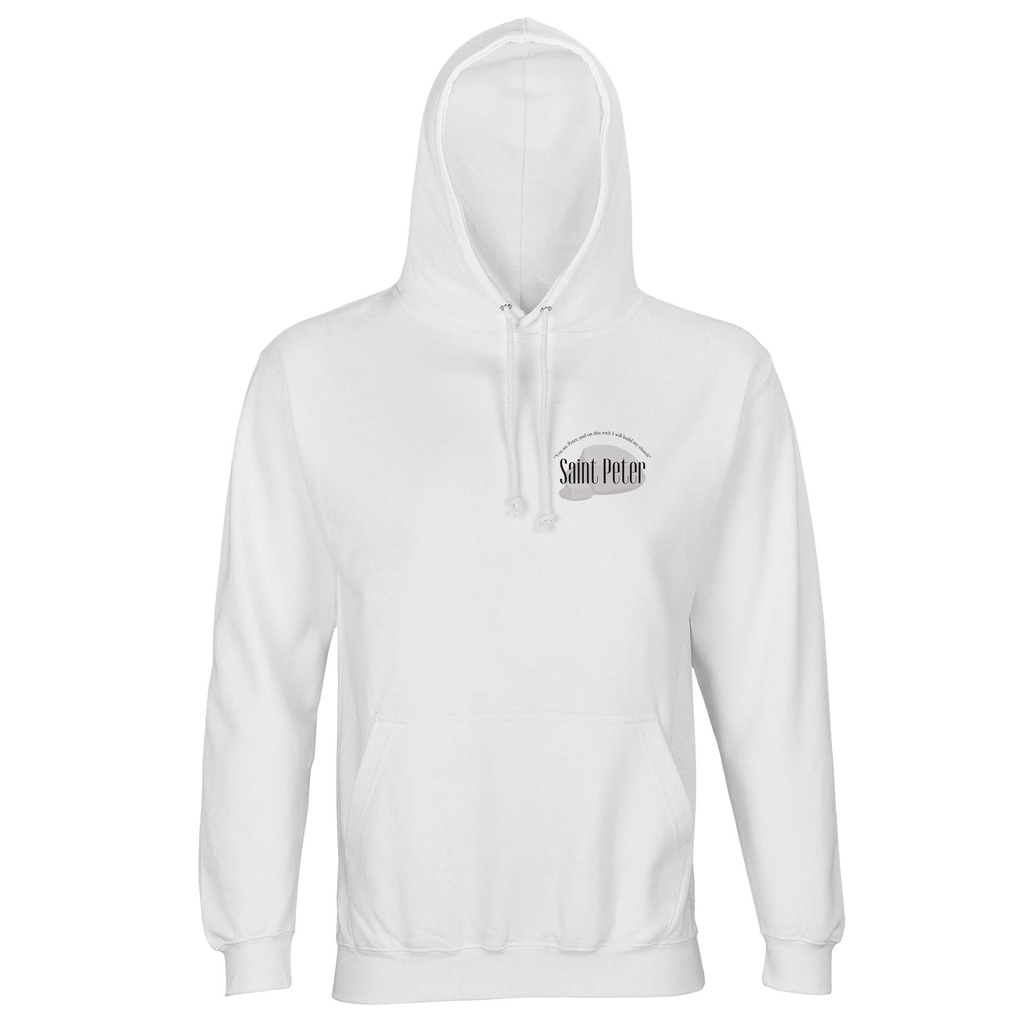 Close up of St. Peter hoodie fabric showing high-quality print of the Vatican Keys.webp